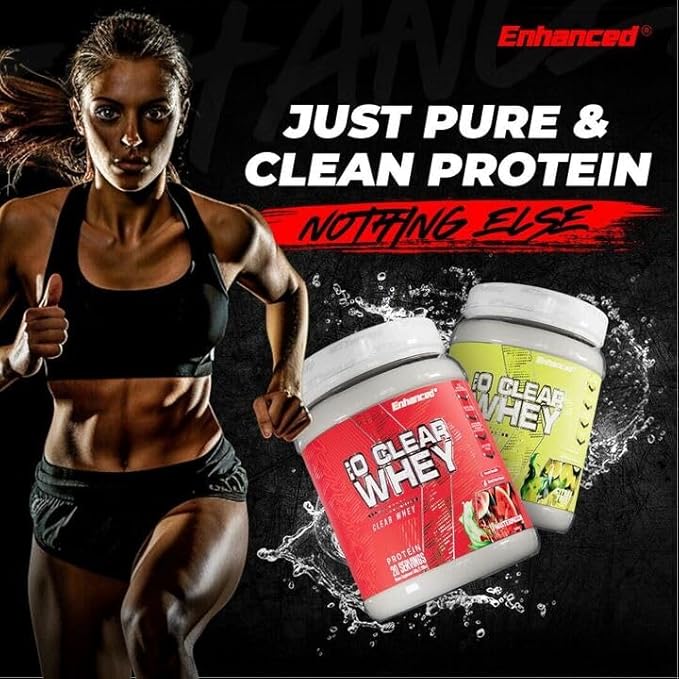 Enhanced Labs iO Clear Whey Protein, Available in 3 Flavors, 20 Servings, 24g Protein per Serving (1 Tub, Peach Tea)