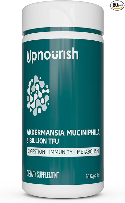 Akkermansia Muciniphila Probiotics for Digestive Health - 5 Billion TFU Akkermansia Probiotic for Leaky Gut Repair and Immunity, Prebiotics and Probiotics for Women and Men, 60 Vegan Capsules