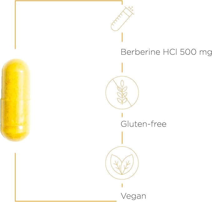 Integrative Therapeutics Berberine - 1000–1500 mg Daily - Berberine HCL Supplement for Metabolic Support* - Gluten-Free & Vegan Supplements for Men & Women - 60 Capsules