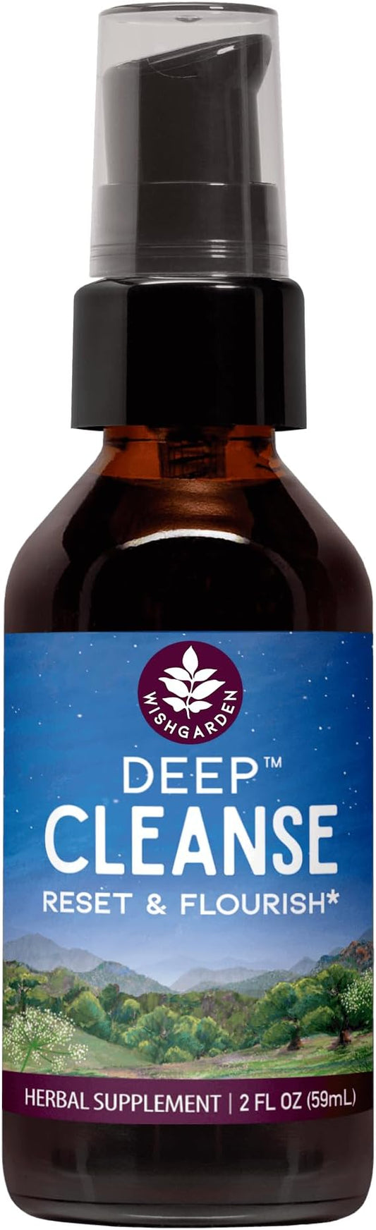 WishGarden Herbs Deep Cleanse - Plant-Based Herbal Cleansing Supplement with Organic Milk Thistle Seed & Burdock Root Promotes Organ Cleansing, Supports Liver, Kidney, Lymph & Cellular Health, 2oz