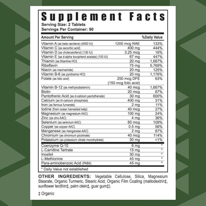 Youngevity Ultimate Daily Mega Multivitamin - 20+ Vitamins and Minerals w/ CoQ10 - Vitamins A, C, D, E, Zinc, Folate, Selenium, Calcium, Chromium, and More - High Absorption 180 Tablets (Pack of 4)