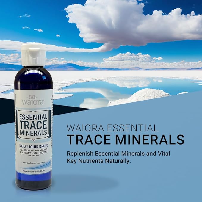 Waiora Essential Trace Minerals | Help Replenish Key Trace Minerals | 60+ Ionic Trace Minerals | Support Body’s Essential Functions, pH Balance | Plus Electrolytes for Hydration (3 Bott /144 serv)