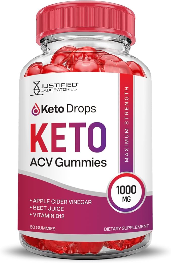 (5 Pack) Keto Drops Keto ACV Gummies Advanced Formula 1000MG Keto Drops Keto Gummies Apple Cider Vinegar Formulated with Pomegranate Beet Juice Powder B12 Vegan Non GMO 300 Gummys