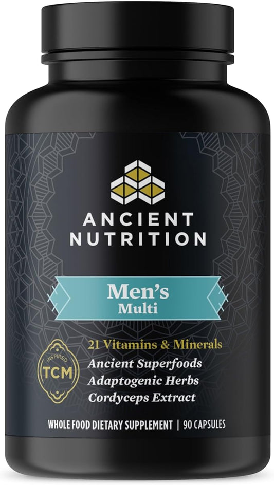Ancient Nutrition Multivitamin for Men, Multi Men's, Vitamin D, C, E, B12, Zinc, Magnesium, Supports Healthy Immune System and Bone Health, 90 Ct
