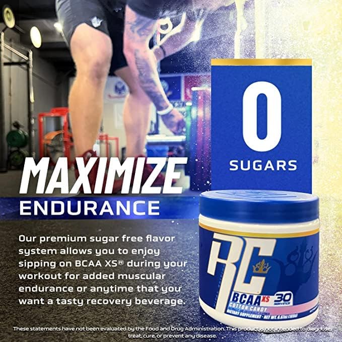 Ronnie Coleman's BCAA XS Powder with EAAs, Branched Chain Amino Acids Post Workout Muscle Recovery, Sugar Free Hydration Drink for Women and Men, Green Apple, 30 Servings
