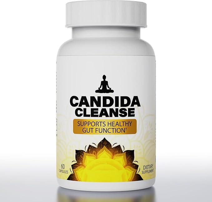 Candida Cleanse - Gut & Colon Support,Advanced Probiotic & Herbal Formula for Intestinal Detox,Anti Yeast Overgrowth - Oregano Leaf, Wormwood, Black Walnut, Caprylic Acid（60 Capsules） A1