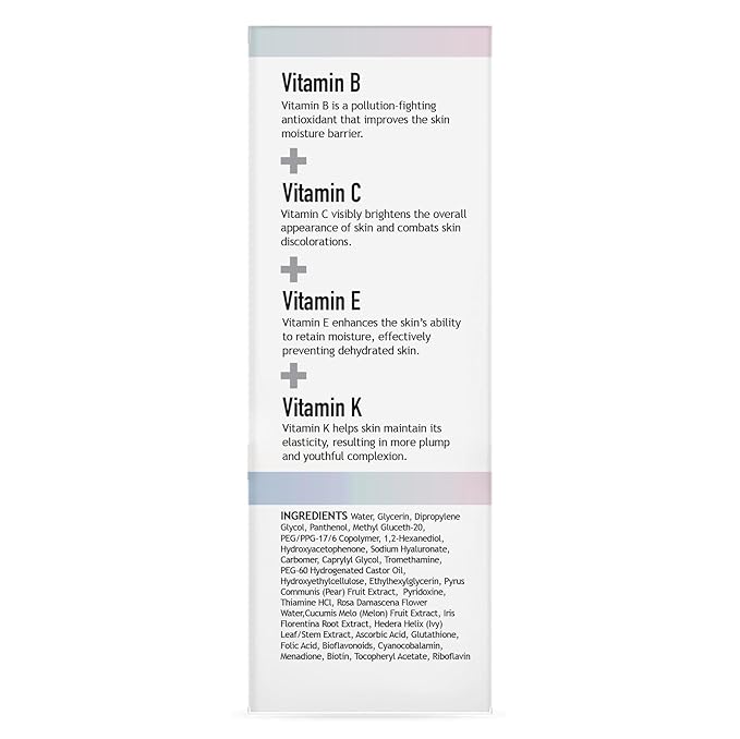CLARA'S NEW YORK Multi Vitamin Facial Serum 30ml Antioxidants with Vitamin B C E K Concentration (for Hydration, Redness Calming, Sebum control) - Made in USA