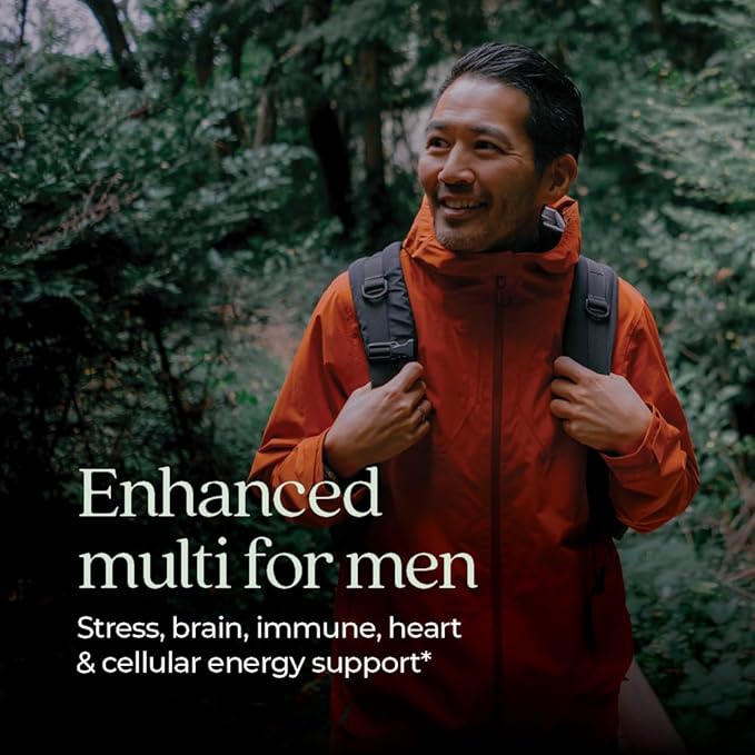 New Chapter Men's Multivitamin Advanced Formula for Stress, Brain, Immune, Heart & Energy Support, Higher Levels of Whole-Food Fermented Essential Nutrients for Men + Selenium + B Vitamins, 72 ct