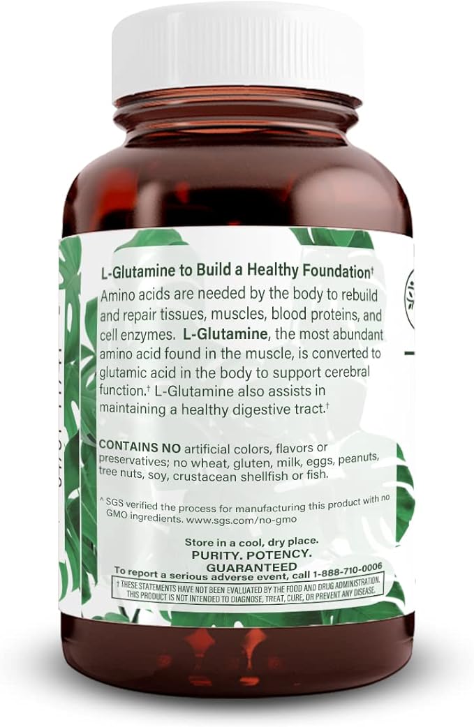 Natural Nutra L Glutamine, Helps to Promote Optimal Brain Functioning, Muscle Health and Boost Memory and Focus, 500 mg 50 Capsules
