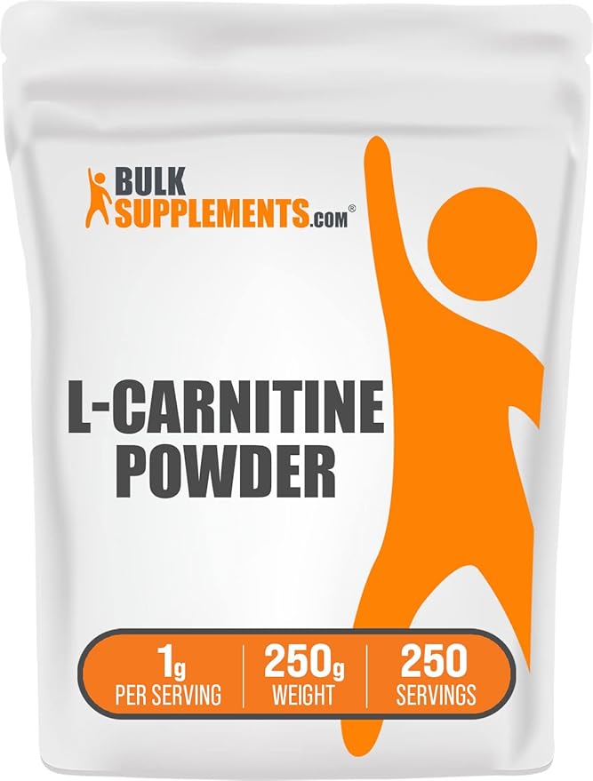 BulkSupplements.com L-Carnitine Powder - Carnitine Supplement, L Carnitine 1000mg, Carnitine Powder - Amino Acid Supplement, Gluten Free, 1g per Serving, 250g (8.8 oz) (Pack of 1)