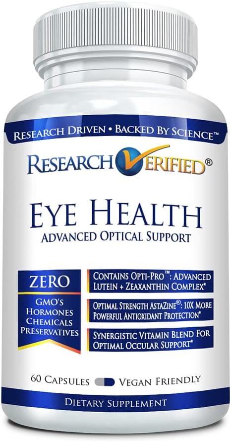Research Verified Eye Health - Nourish and Protect Eyes and Vision, Support Healthy Retina, Improve Blood Supply to Eyes - Vitamins A, B, C, and E - 60 Capsules - Made in The USA