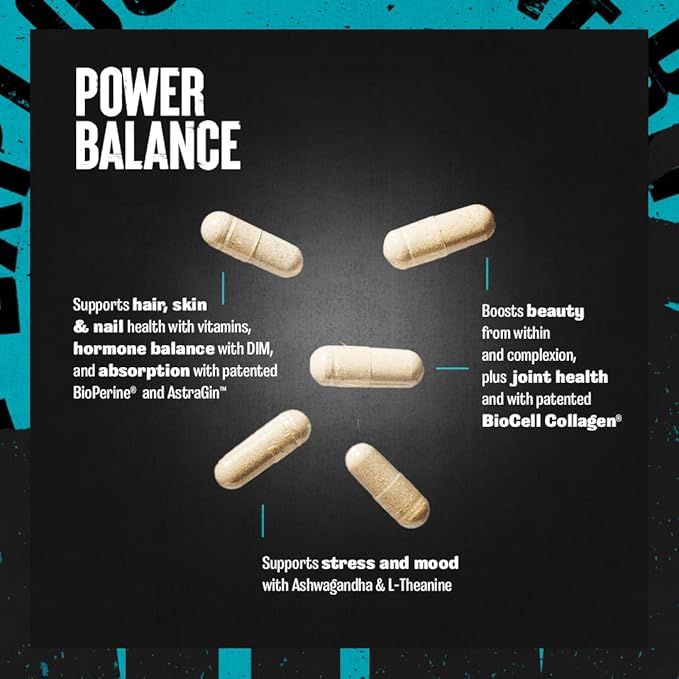 Animal Power Balance – Women's Alpha F Comprehensive Formula – Supports Hormonal Balance, Complexion, Hair, Nails, Mood and Stress, Intestinal Health, & Bone and Joint Health – 30 Packs