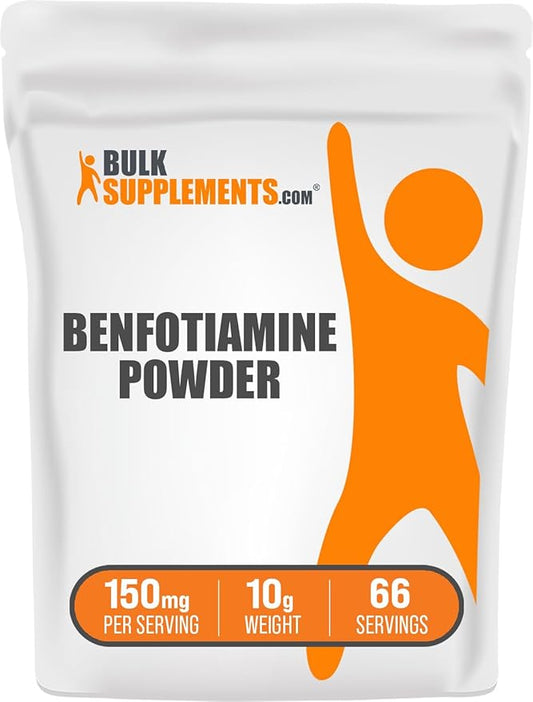 BulkSupplements.com Benfotiamine Powder - Thiamine B1 Supplement, Benfotiamine Supplement - Benfotiamine 150mg, Gluten Free - 150mg per Serving, 10g (0.35 oz) (Pack of 1)