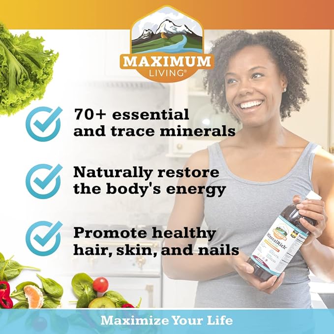 MineralRich Minerals Supplement with Aloe - Liquid Blend of Vitamins and Trace Minerals - 32 oz