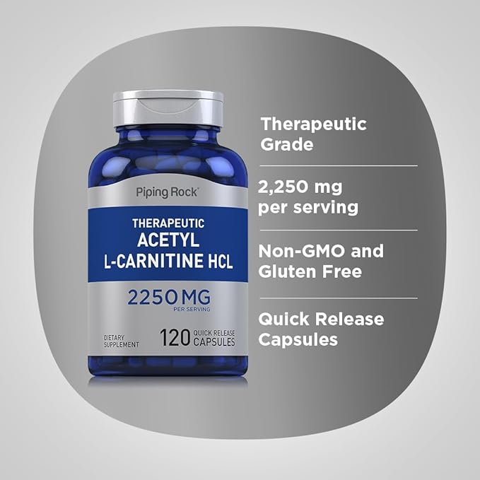 Piping Rock Acetyl L-Carnitine HCL | 2250mg | 120 Capsules | Therapeutic Supplement | Non-GMO, Gluten Free