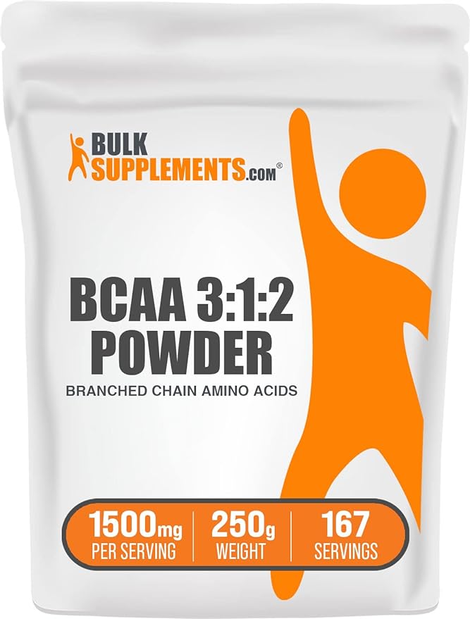 BulkSupplements.com BCAA 3:1:2 Powder - Branched Chain Amino Acids, BCAA Supplements, BCAA Powder - BCAAs Amino Acids Powder, Unflavored, 1500mg per Serving - 167 Servings, 250g (8.8 oz)