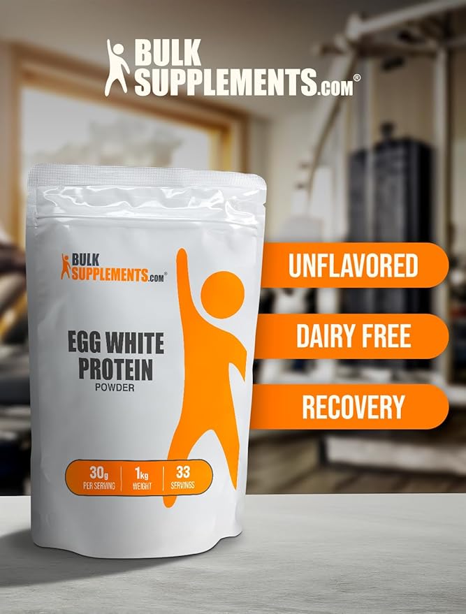BulkSupplements.com Egg White Protein Powder - Egg White Powder, Lactose Free & Dairy Free Protein Powder - Unflavored & Gluten Free, 30g per Serving, 5kg (11 lbs) (Pack of 5)