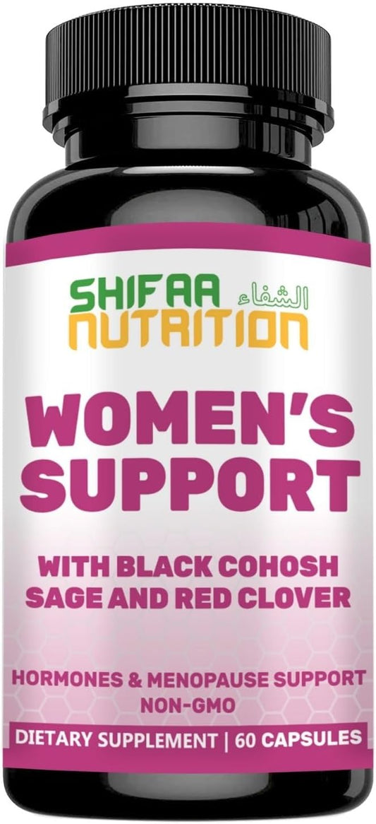 Hormones Balance & Menopause Supplements for Women, Menopause Relief - Support for Hot Flashes, Mood Swings w/Black Cohosh & Red Clover Halal Vitamins, 30 Servings