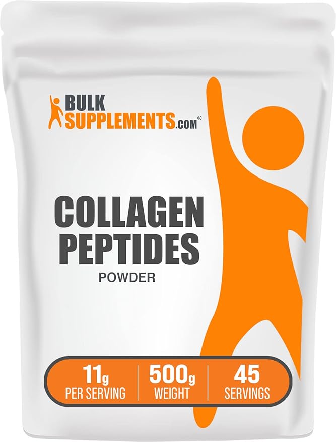 BulkSupplements.com Collagen Peptides Powder - Collagen Supplement, Bovine Collagen Powder - Powdered Collagen, Hydrolyzed & Gluten Free, 11g per Serving, 500g (1.1 lbs) (Pack of 1)