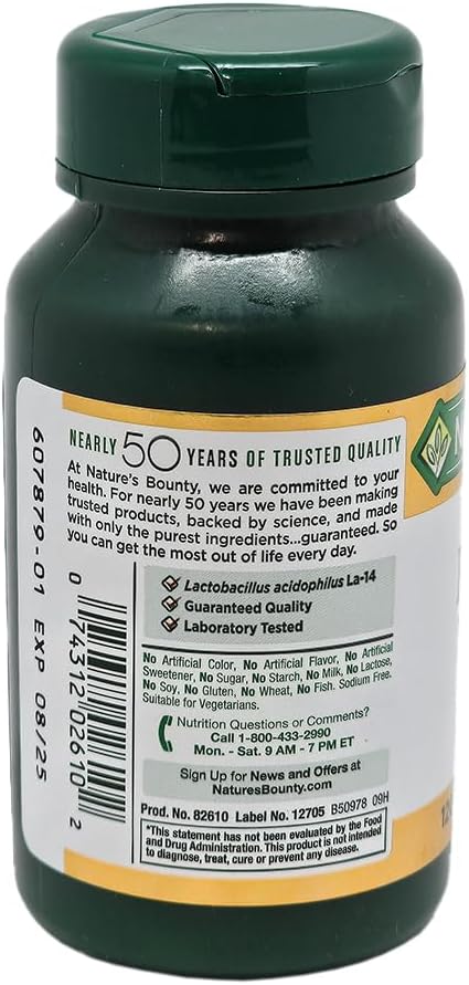 Nature's Bounty Probiotic Acidophilus Tablets, 120 Count
