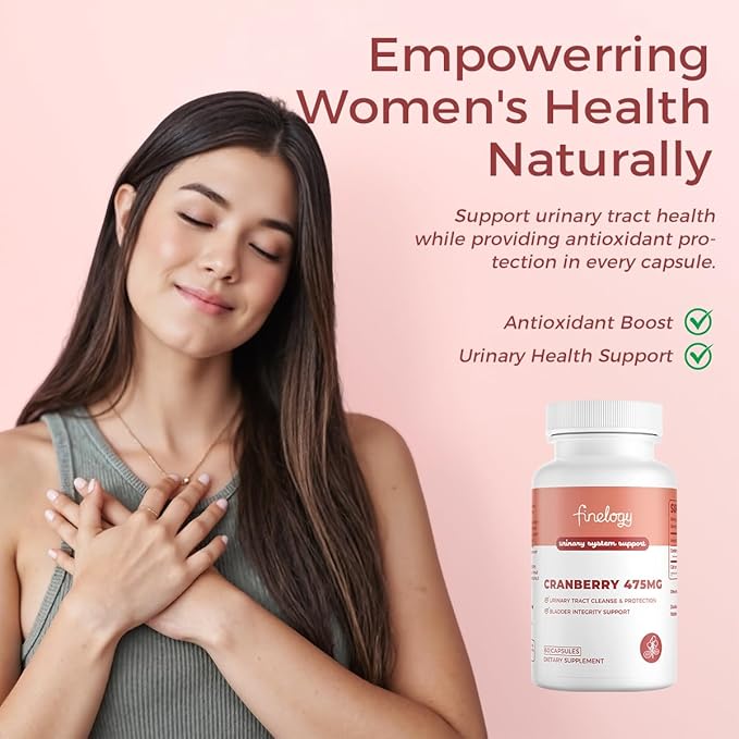 Cranberry Pills 475mg | 60 Vegan Capsules for Urinary Tract Health & Bladder Support, Concentrated Cranberry Powder, Non-GMO, Sugar-Free Cranberry Supplement, 2-Month Supply