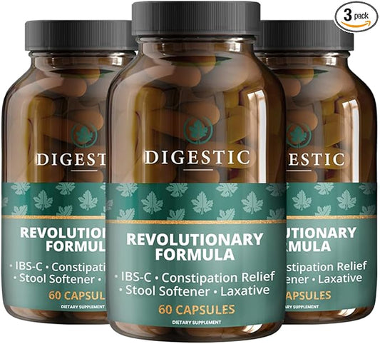 Digestic - Laxative for Constipation Relief, Stool Softener for IBS Severe and Strong Constipation 100% Natural - 180 Capsules - Colon Detox Cleanse, Gas and Bloating Stomach Relief for Adults