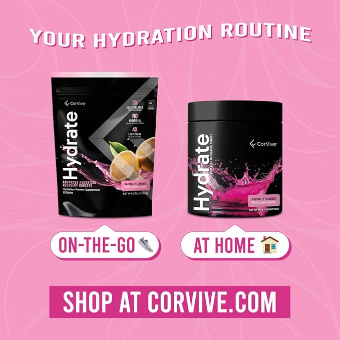 Hydrate Electrolyte Drink Mix | Pink Lemonade Flavor | NSF Certified | Electrolytes, Vitamin C, Magnesium, Zinc, Potassium | Used by Athletes & US Military | Boost Performance | 50 Servings