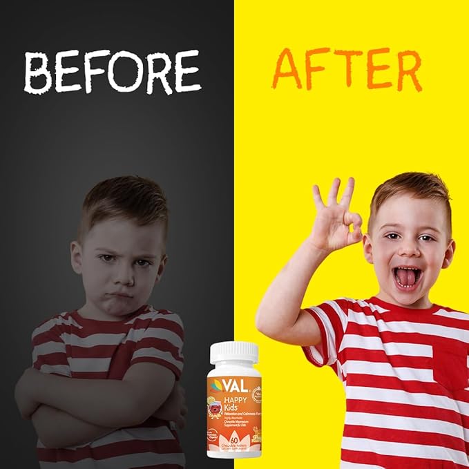 Chewable Magnesium for Kids, Relaxation and Calm Formula, Glycinate, Citrate, Taurate, Vitamin B6, D, C, Natural Fruit Punch Flavor, Sugar Free, Gluten Free, Non-GMO, 60 Chewable Tablets