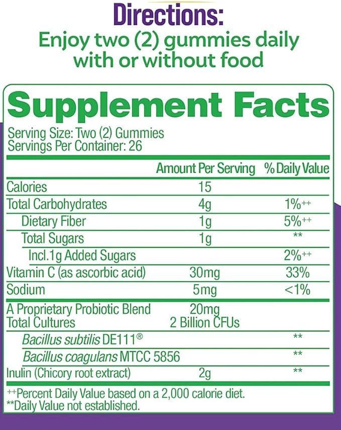 Culturelle Daily Probiotic Gummies for Women & Men, Berry Flavor, 52 Count, Naturally-Sourced Daily Probiotic + Prebiotic for Digestive Health, Non-GMO & Vegan
