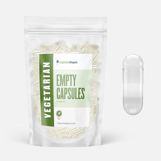Clear Size 00 Empty Capsules - 10,000 Count Clear Empty Vegan Capsules - Vegetarian Empty Pill Capsules- DIY Vegetable Capsule Filling- Veggie Pill Capsules Empty Caps Pills