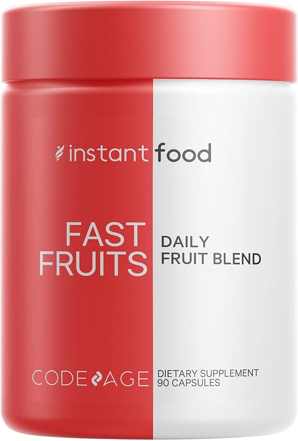 Codeage Instantfood Easy Veggies + Fast Fruits Vitamins Bundle, 30+ Daily Vegetables & Fruits Powders, Whole Food Green, Fruits Multivitamin, Fibers, Vegan Superfood Minerals Supplement - 180 Capsules