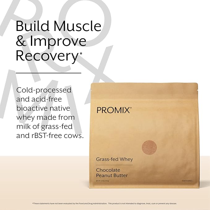 Promix Whey Protein Powder, Chocolate Peanut Butter - 2.5lb Bulk - Grass-Fed & 100% All Natural - ­Post Workout Fitness & Nutrition Shakes, Smoothies, Baking & Cooking Recipes - Gluten-Free