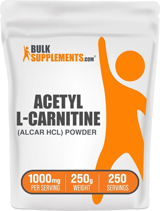 BulkSupplements.com Acetyl L-Carnitine Powder - ALCAR Powder, Acetyl L-Carnitine 1500mg, Carnitine Supplement - Gluten Free, 1500mg per Serving, 250g (8.8 oz) (Pack of 1)
