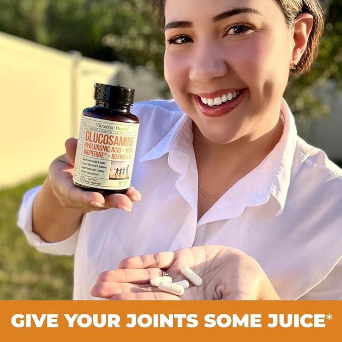 Glucosamine Sulfate with Hyaluronic Acid, Bioperine, MSM & Boswellia. 5-in-One Joint Support Supplement. Antioxidant & Inflammatory Support - Joint Health, Flexibility and Comfort. 2 Pack