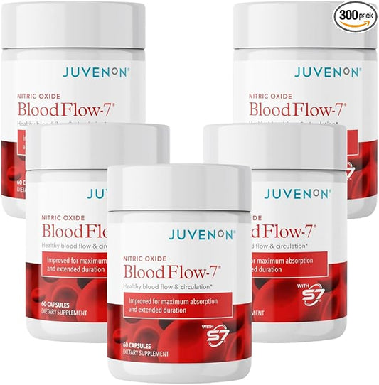 Juvenon BloodFlow-7 Nitric Oxide Supplement with Nitrosigine 60 Count (Pack of 5)