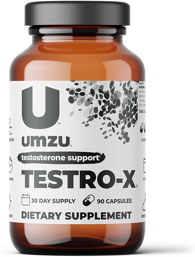 UMZU Testro-X Testosterone Supplement for Men | Support Energy, Strength, Stamina & Healthy T Levels (30 Day Supply | 90 Capsules)