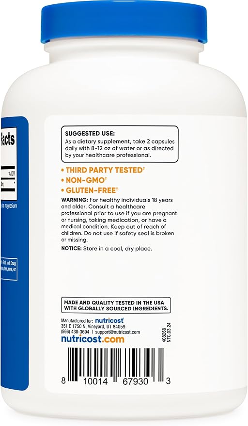 Nutricost L-Carnitine Tartrate 1,000mg, 240 Capsules - 500mg Per Capsule, 120 Servings