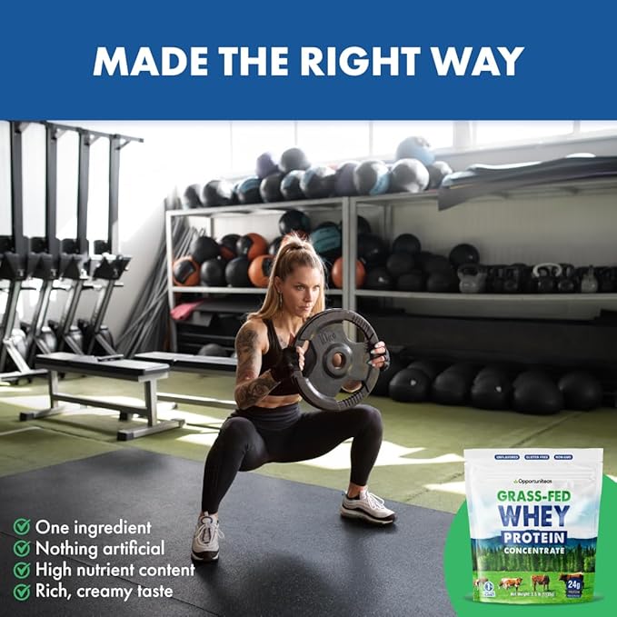 Grass Fed Whey Protein Powder Concentrate - Unflavored & Unsweetened - Pure Protein Supplement for Drink, Smoothie, Shake, Cooking & Baking - Non GMO, Hormone Free & Gluten Free - 2.5 Pound