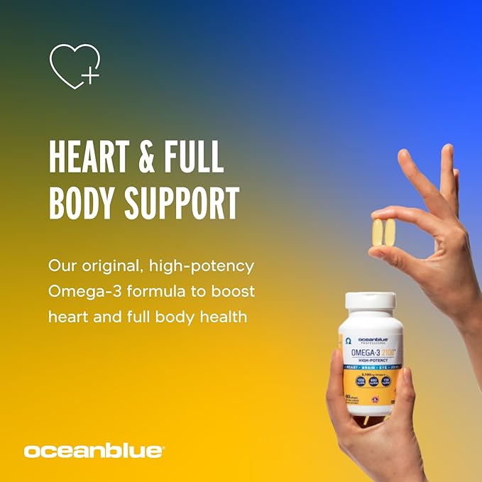 Oceanblue Professional Omega-3 2100 – 138 ct Bonus Bottle– Triple Strength Burpless Fish Oil Supplement with High-Potency EPA, DHA, DPA – Wild-Caught – Orange Flavor, 69 Servings