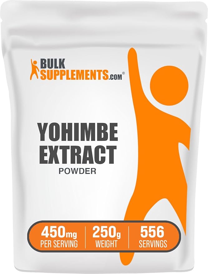 BulkSupplements.com Yohimbe Extract Powder - Yohimbe Bark Extract, Yohimbe Supplements, Yohimbe Bark Powder - Herbal Supplement, Gluten Free, 450mg per Serving, 250g (8.8 oz) (Pack of 1)