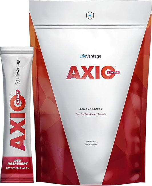 AXIO Regular Energy Drink Powder, Red Raspberry, 30 Packets, Instant Energy Powder, Energy Supplement in a Drink Mix, w/B Vitamins, DMAE, L-Theanine, Quercetin, Green Tea & Pine Bark Extract