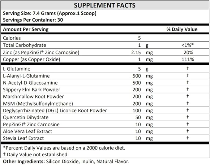 TERRA ORIGIN Healthy Gut Mint Flavor |30-Servings with L-Glutamine, Zinc, Glucosamine, Slippery Elm Bark, Marshmallow Root and More!