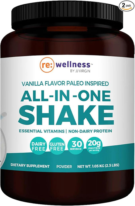 Reignite Wellness Vanilla Paleo-Inspired All-in-One Shake - Bone Broth Protein Powder - Healthy Shake Supports Lasting Energy with 20g of Protein (30 Servings, 2.3 lbs) - by JJ Virgin