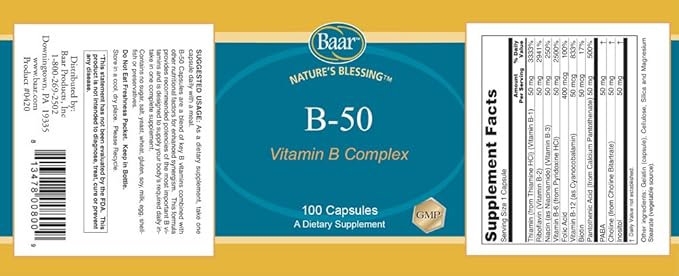 B-50 Vitamin B Complex, 100 Veg Capsules