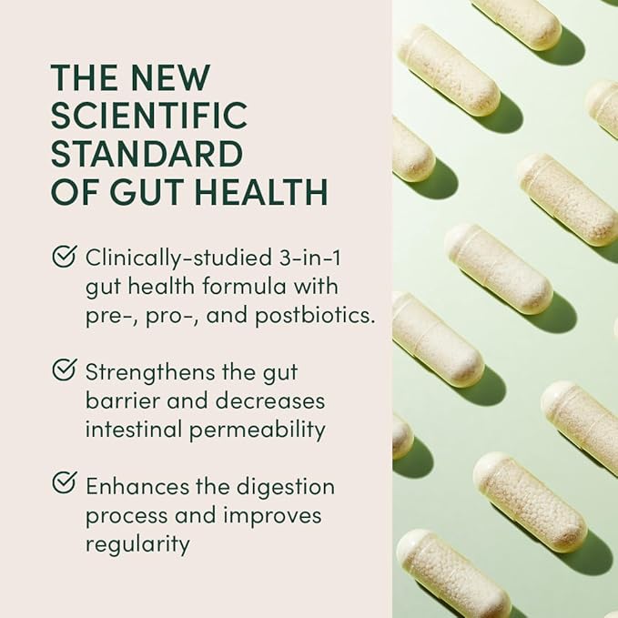 Beekeeper's Naturals Complete Gut Health, 3-in-1 Prebiotic, Postbiotic, Probiotics for Digestive Health & Bloating Relief for Women & Men, Propolis Powered, Gluten-Free Vegan Capsules, 20ct