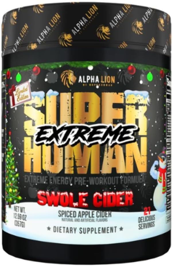 ALPHA LION Superhuman Extreme, Extreme Energy Pre-Workout Formula, Intense, Sustained Energy and Focus, Elevated Nitric Oxide, Maximum Pumps & Nutrient Delivery (21 Servings, Slaughtermelon)