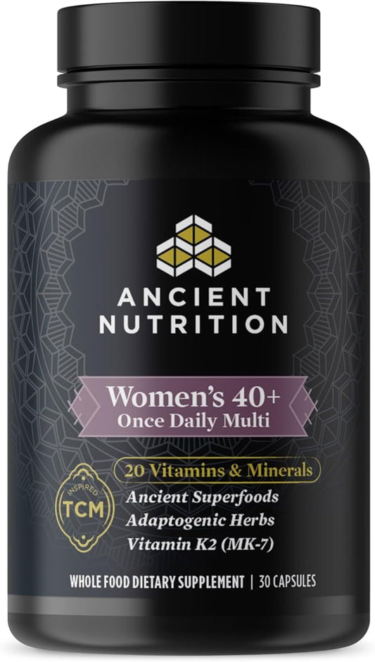 Ancient Nutrition Multivitamin for Women, Ancient Multi Women's 40+ Once Daily Vitamin Supplement, Vitamin B, Vitamin C and Vitamin K2, Folate and Iron Supplement, Supports Bone Health, 30ct
