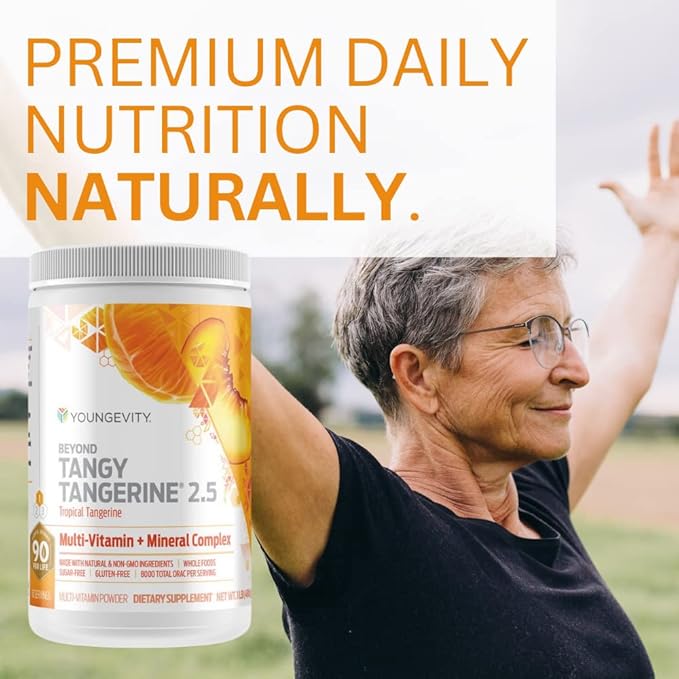 Youngevity Beyond Tangy Tangerine 2.5 Tropical Tangerine Ultimate Multi-Vitamin & Mineral Complex - Made with Natural & Whole Foods | 8,000 ORAC