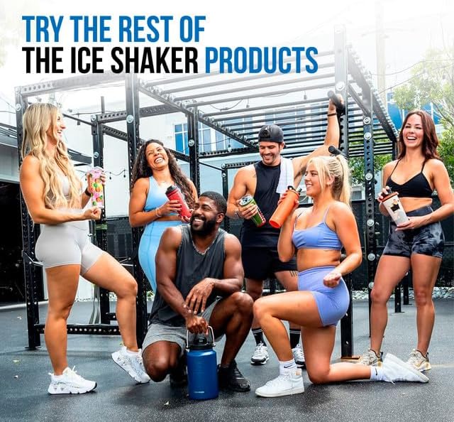 Ice Shaker Insulated Stainless Steel Shaker Bottle | 26oz, Orange | Cold for 30+ Hours | Insulated Cup with Twist-on Agitator | Odor-Free Shaker Cup for Protein Shakes, Water, Smoothies, Cocktails