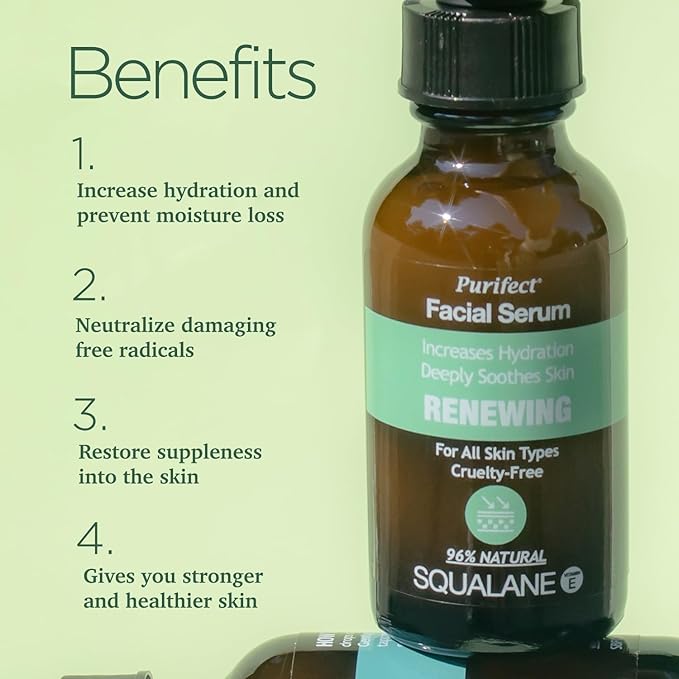 96% Natural Squalane Facial Serum with Vitamin E, Hydrate, Moisturize, Smooth and Soften Skin Pairs Well with Vitamin C Face Serum & Hylunaric Acid Moisturizer 30ml 1fl oz MADE IN USA